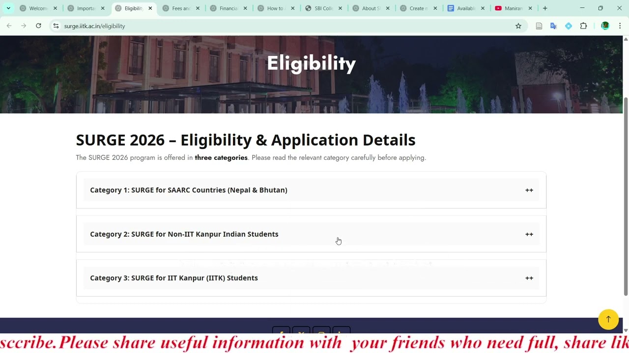 SURGE 2026 IIT Kanpur 🚀 Research Internship for UG Students | IIT & non IIT students  | Apply Now