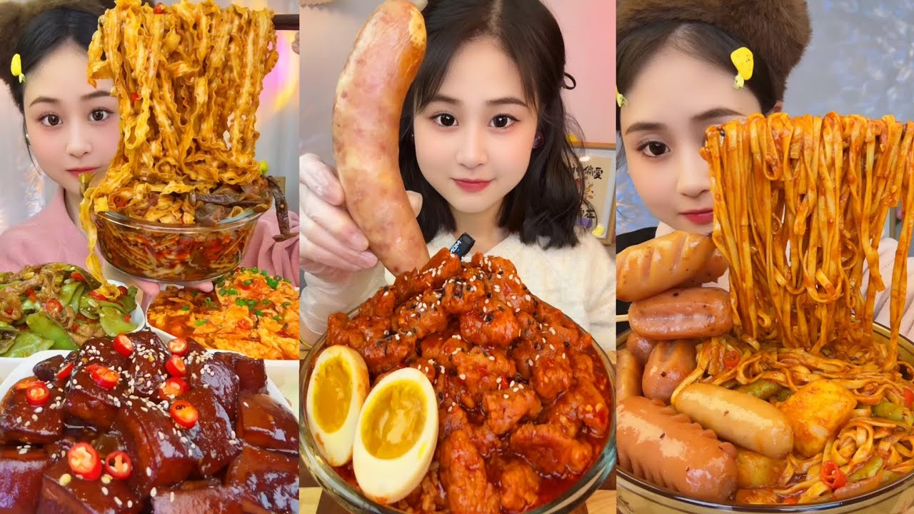 ASMR EATING SPICY AND HOT Korean Noodles 먹방 | Chinese Spicy Food ASMR 중국먹방 | ASMR Eating Video