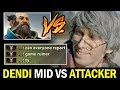 when DENDI mid vs ATTACKER — 7.24 Favourite Hero vs Best Kunkka Dota2