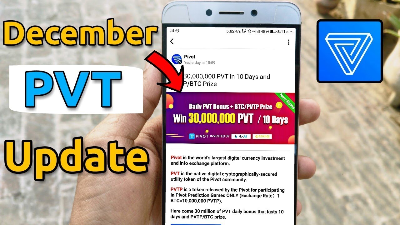 Pivot app December PVT balance update | Earn 30 million PVT balance