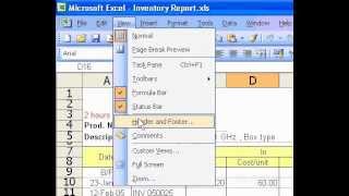 Microsoft Office Excel 2003 Insert date and time in a header or footer