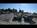 Military vehicles parked up prior to the Bayeux Parade 2024, as part of 80th Anniversary of D-Day.