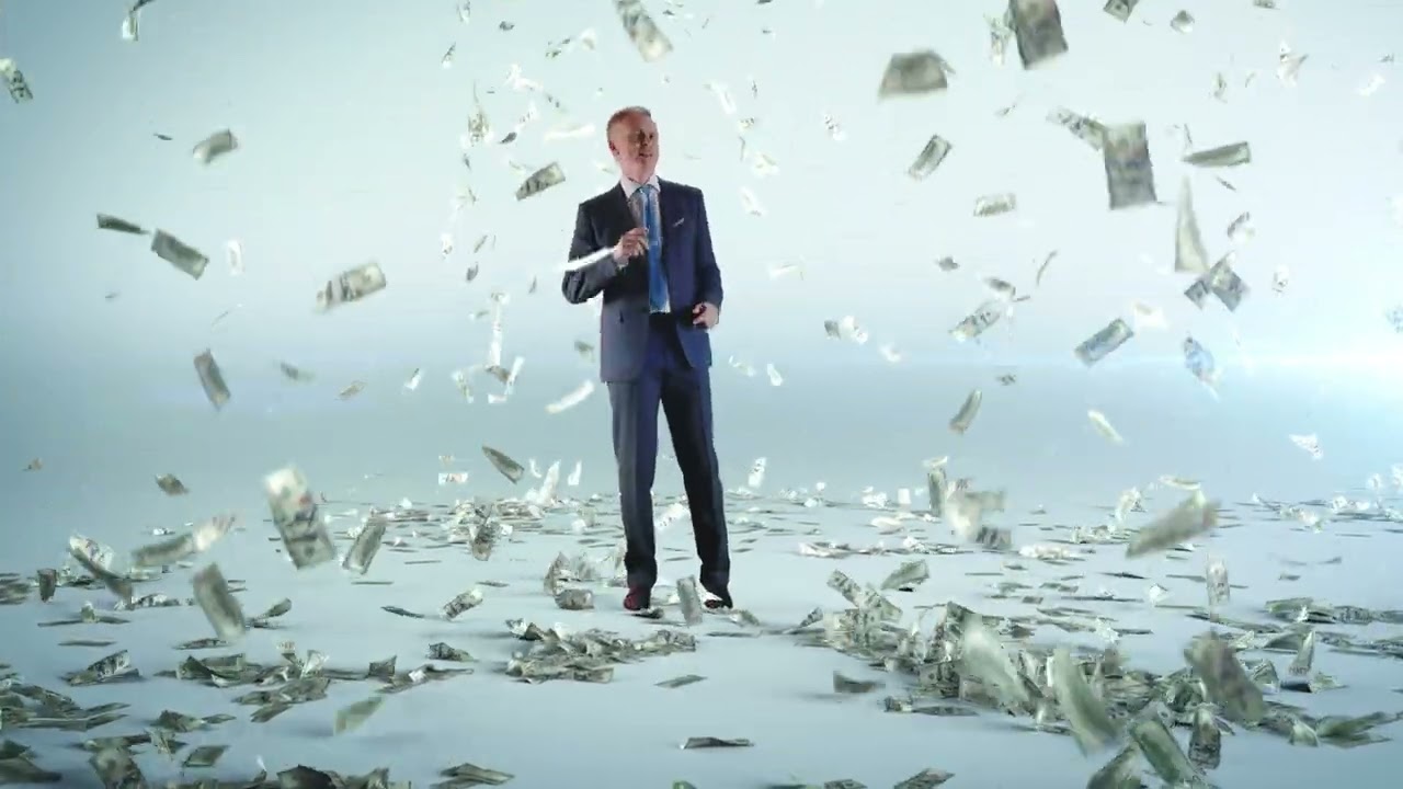 Businessman under falling dollars | Money | Happy Man | HD free Video - NO copyright