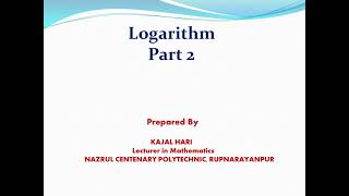 Logarithm Part 2  polytechnic student