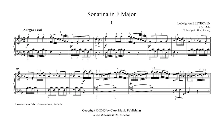 Beethoven : Sonatina in F Major, Anh. 5 (1/2)