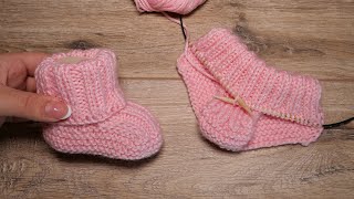 Пинетки – носочки на двух спицах | Baby socks - booties knitting pattern