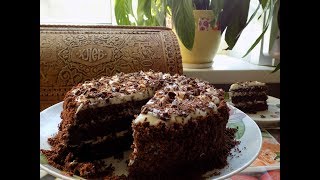 шоколадный Торт со сметанным кремом и коньячной пропиткой. рецепты без слов шоколадный Торт со сметанным кремом и коньячной пропиткой. рецепты без слов