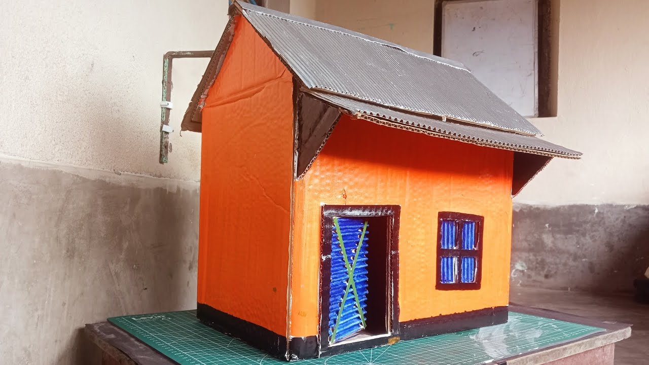 Making A House With Cardboard For School Project || How To Make Card Board Model House 
