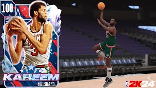 100 Overall Kareem Abdul Jabbar | Gameplay \& Review | NBA 2K24 MyTeam