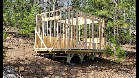 12 x 16 Off Grid Cabin Build - Episode 2 - We have walls!