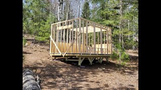 12 x 16 Off Grid Cabin Build - Episode 2 - We have walls!