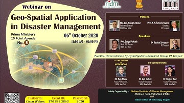 Webinar on "Geospatial Application in Disaster Management".| NIDM | MHA | DISASTER IN INDIA | GIS |