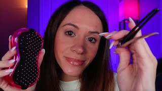 ASMR / Playing With Your Hair (hair brushing & clipping)
