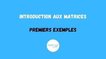 INTRODUCTION AUX MATRICES ET PREMIERS EXEMPLES