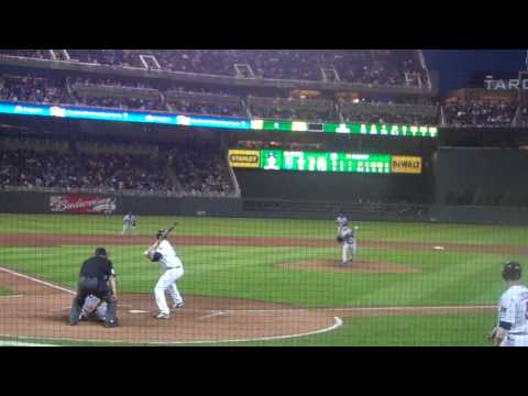 Justin Morneau Flies Out To Center Against Bruce C...