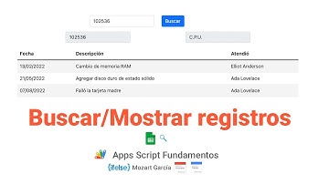 Apps Script 52 -  Buscar registros por valor y mostrar en tabla HTML