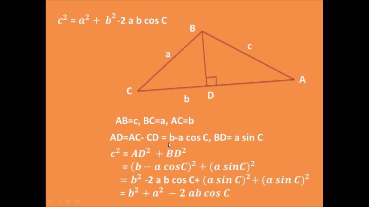 Cos ab cd. A2 b2 c2 2bc cos a треугольник. c2 a2 b2 2ab cos c. теорема косинусов. b^2=a^2+c^2-2 * a * c * cos a.