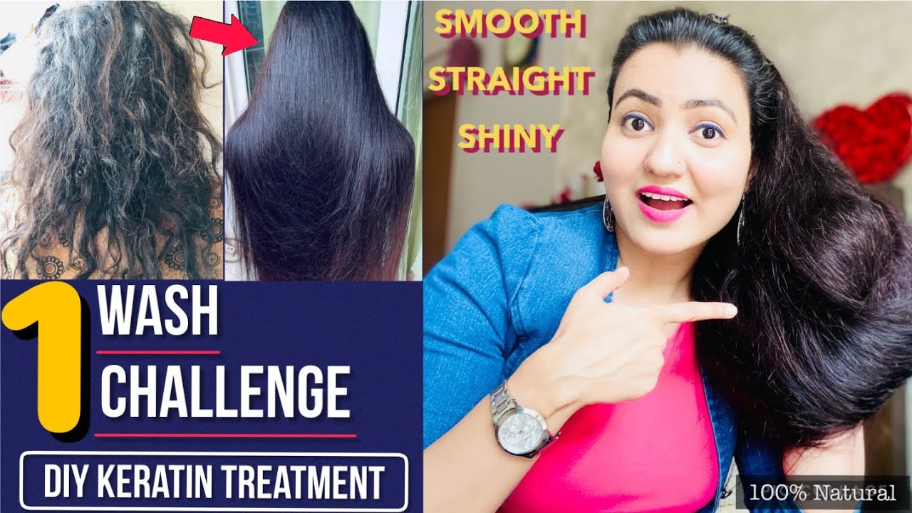 KERATIN TREATMENT At Home for Straight Smooth Shiny Hair  Using Natural  Ingredients  100 Result  YouTube