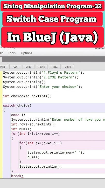 Learning Switch Case Program in BlueJ, String Manipulation Program-32 ...