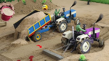 Diy mini tractor trolley soil unload in mud farm science project @Weldux