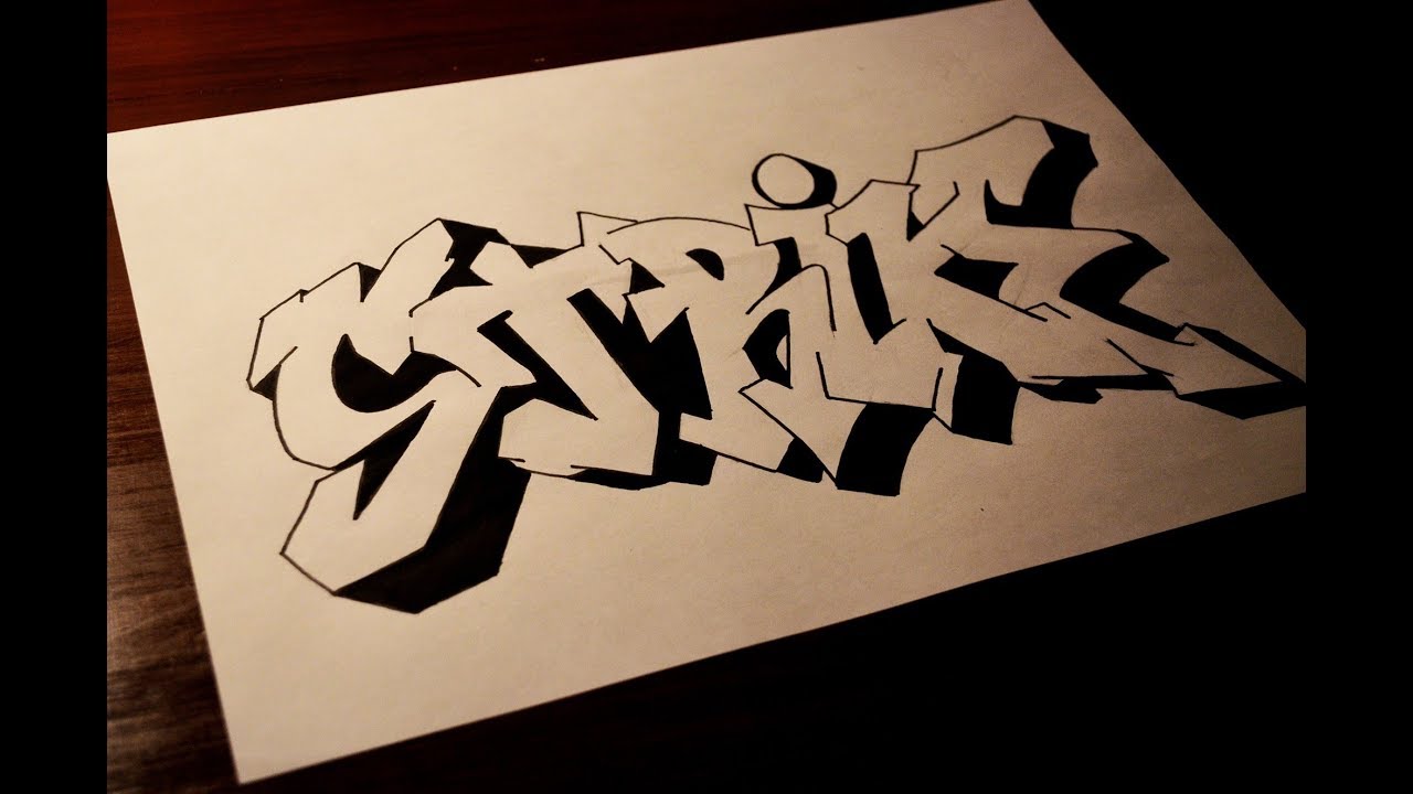 Membuat Graffiti di Kertas | Drawing Graffiti on Paper "STRIKE" - YouTube