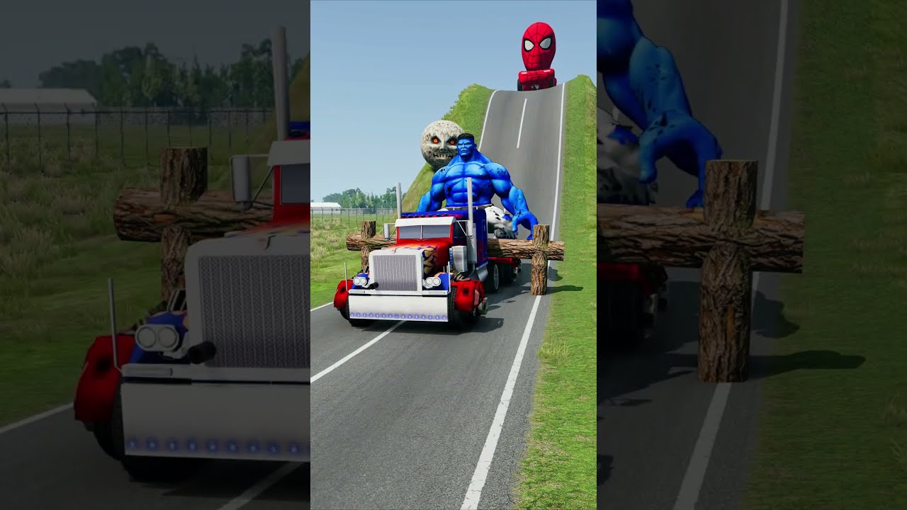 Long Capsule Buses Vs Logs Trap BeamNG Drive Shorts Beamngdrive Bus