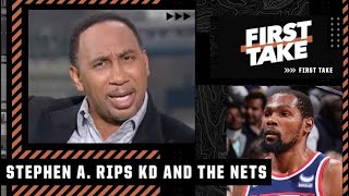 ‘This is a DISGRACE!’ - Stephen A. RIPS KD and the Nets after the loss to the Warriors | First Take