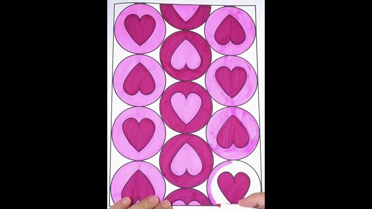 Satisfying Markers: Pink Heart Pattern : Satisfying Gradient Coloring :Retro Vibes