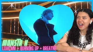 MONSTA X ‘LOVE’ MV + ’SHAPE OF LOVE’ First Listen! (PART 1) Burning Up / Breathe | REACTION!!