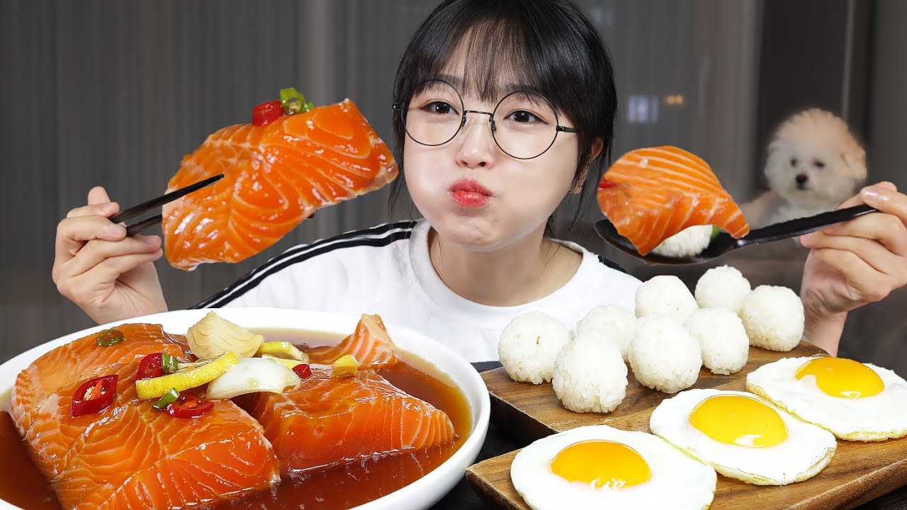 Маринованный лосось🧡Mukbang ASMR