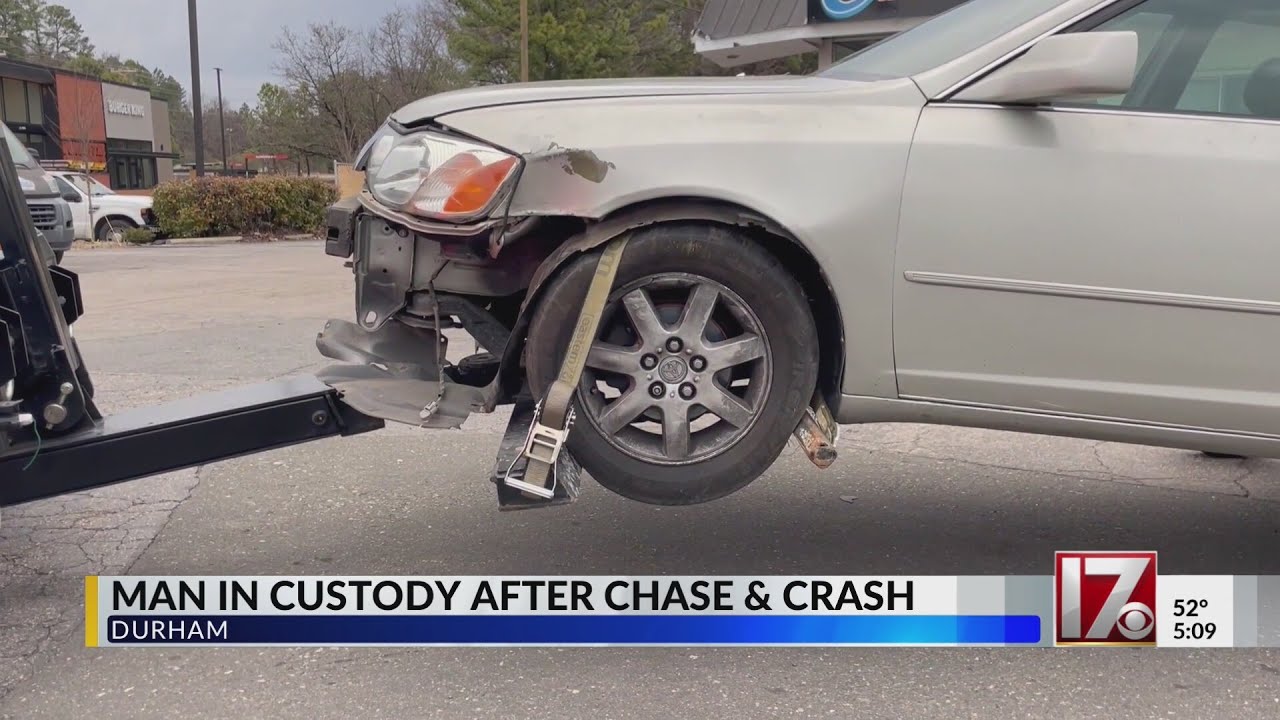 Man in custody after Wake County chase ends with crash in Durham