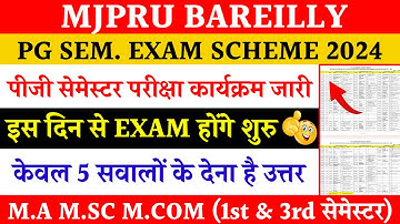 Pg odd sem exam scheme mjpru 2024 | mjpru pg exam scheme 2024 | pg semester exam scheme 2024 mjpru