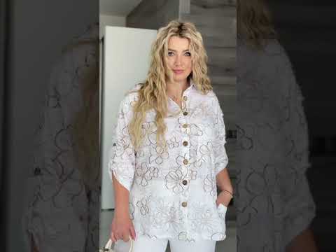 Лляна Жіноча Сорочка Вільного Крою Plus Size 50-60 Льон, видео 1