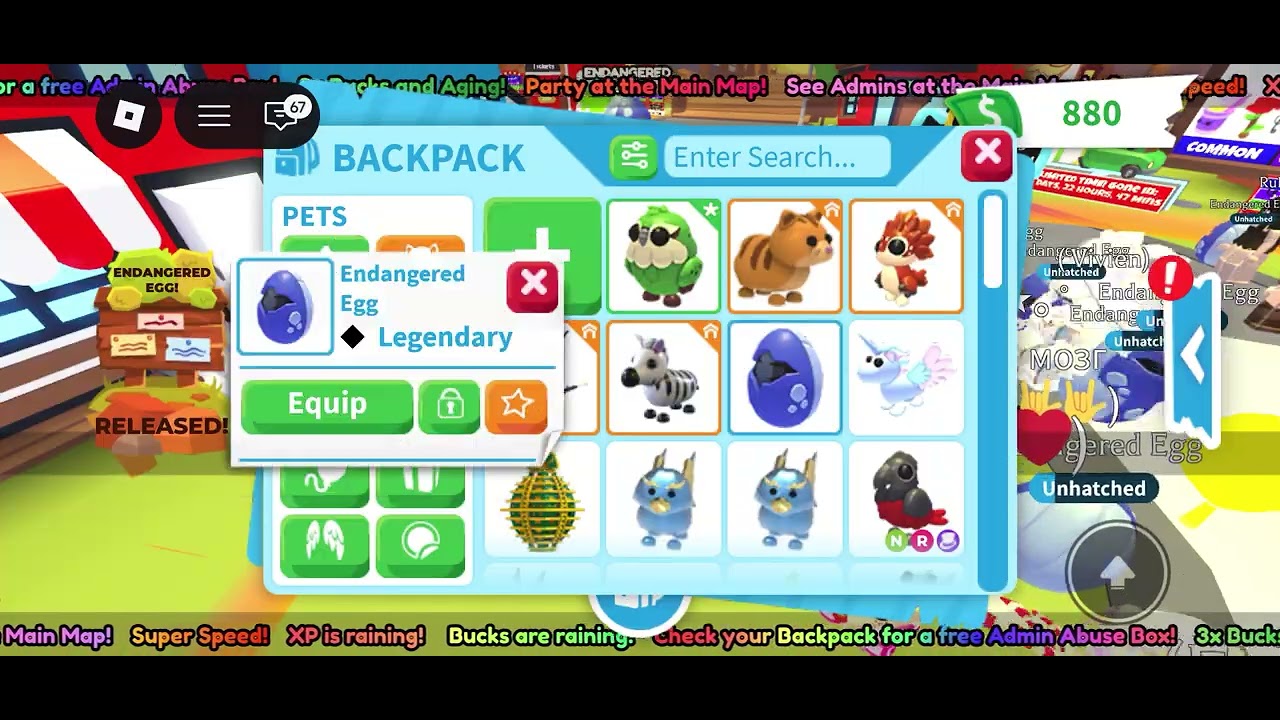 endangered egg admin abuse, adopt me