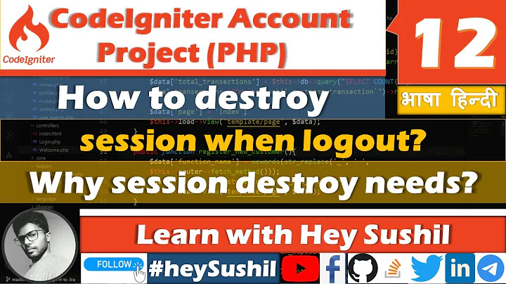 How to Logout session destroy dashboard validate in Codeigniter Account Project