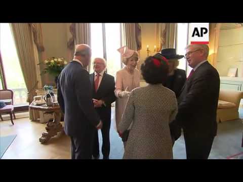 Prince Charles welcomes President Higgins at Irish embassy