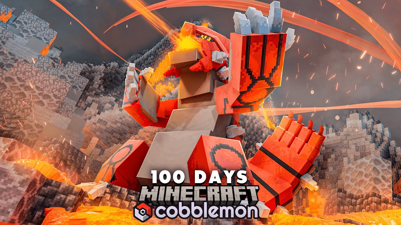 I Spent 100 Days on a Volcanic Island in Pokémon Minecraft VS. my Rival! (Duos Cobblemon)
