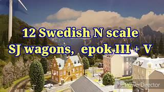 12 Swedish N Scale Sj Wagons, N Skala
