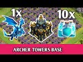 Th17 Archer Towers Base VS 1 Electro Dragon+Clone spell (Clash OF Clans)