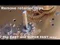How to remove retainer clips on winding stops the SUPER FAST and EASY way - clock repair