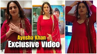 Exclusive Exit Video –Ayesha Khan Looking Very Gorgeous In Red Outfit In T-series Office