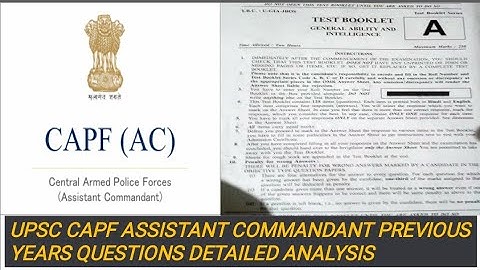 UPSC CAPF AC PREVIOUS YEARS QUESTION PAPER | Part-2