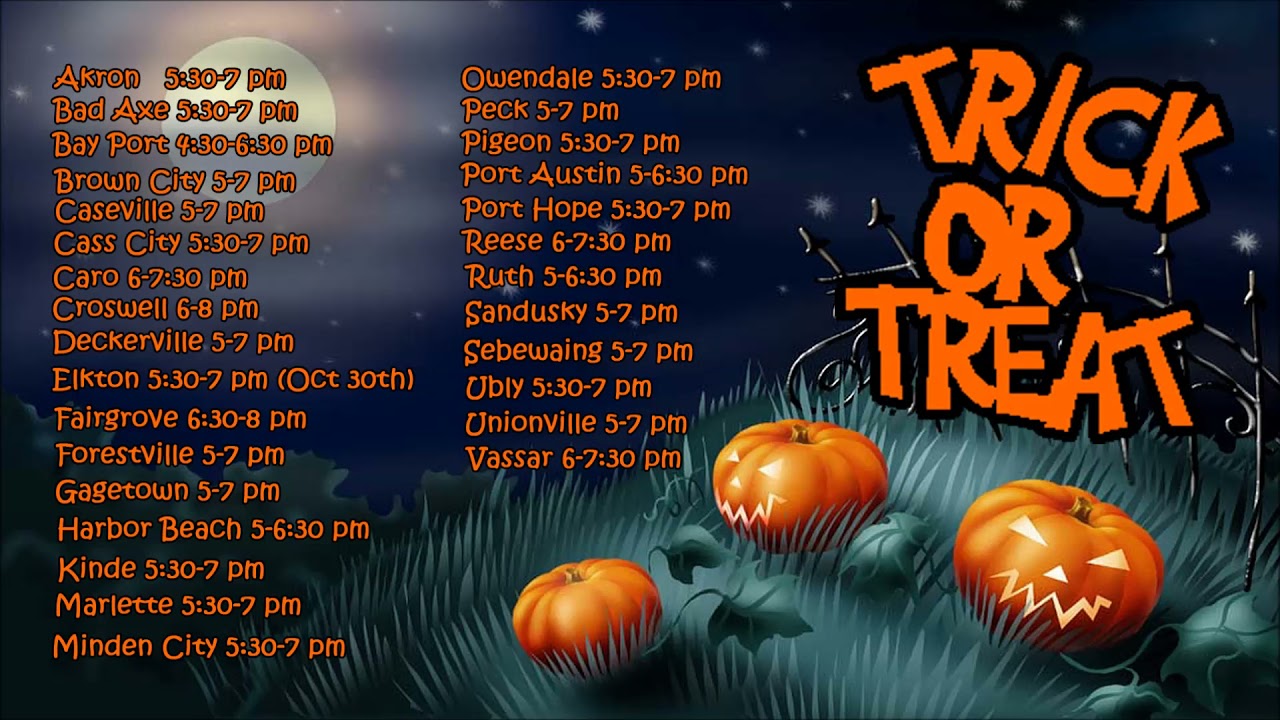 2021 trick or treat hours YouTube