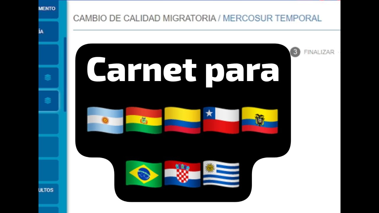 MERCOSUR TEMPORAL /carnet de extranjeria para extranjeros de sudamerica en Peru