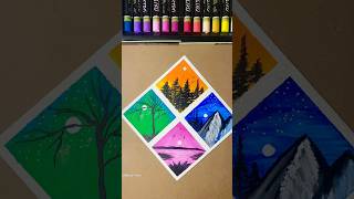 😍✨4 super Easy Sunset Scenery Drawing | Oil pastel Art For Beginners#art #oilpastel