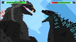 [DC2] Titanus Godzilla 2021 vs Godzilla Ultima 2021 | ANIMATION with healthbars