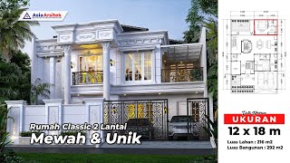 WOWW Desain Rumah Classic Mewah 2 Lantai Fasilitas 5 Kamar Tidur