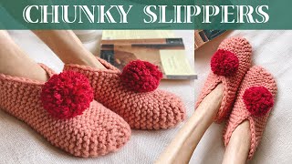 CHUNKY KNIT SLIPPERS for Beginners (StepbyStep Tutorial)