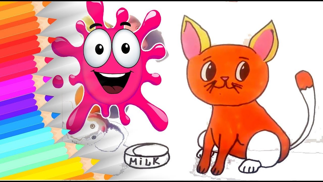 HOW TO DRAW and Color a Cat for Kids 🔴 Fun Rainbow - YouTube