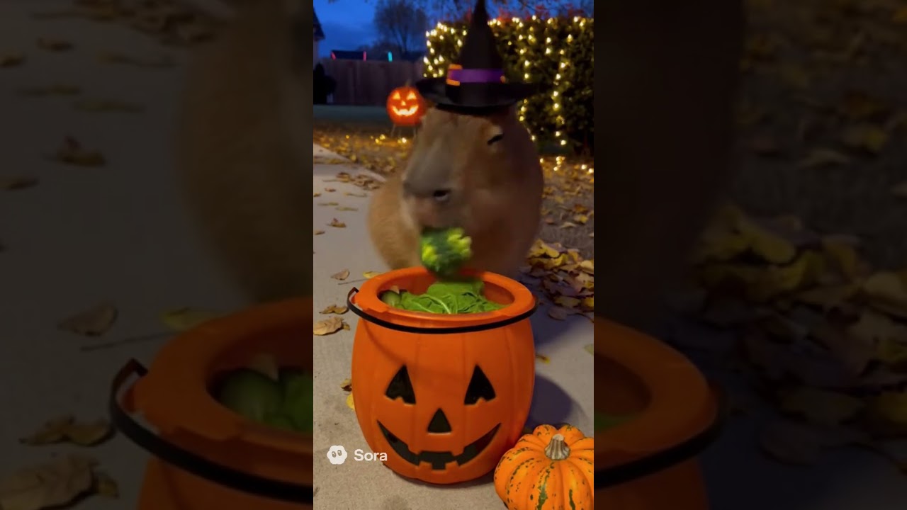 Capybara trick or treating but doesn’t get candy 😡😔😭